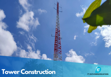 Telecommunications tower with a sunset background